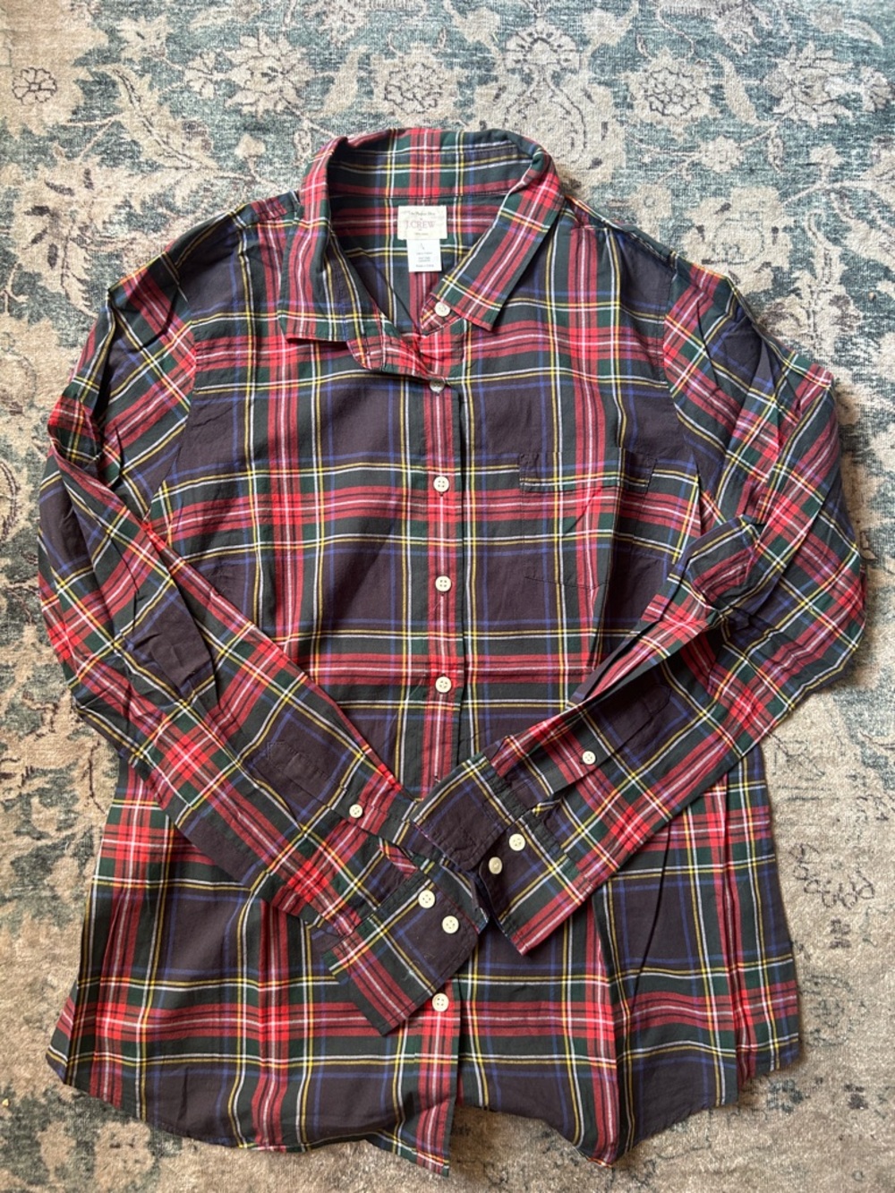 J. Crew Men's Plaid Button-Down Shirt - Red, Navy & Yellow